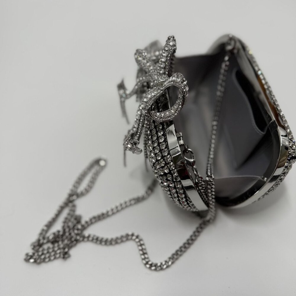 Self-Portrait Crystal Embellished Clutch With Bow Detail - Picture 9 of 13